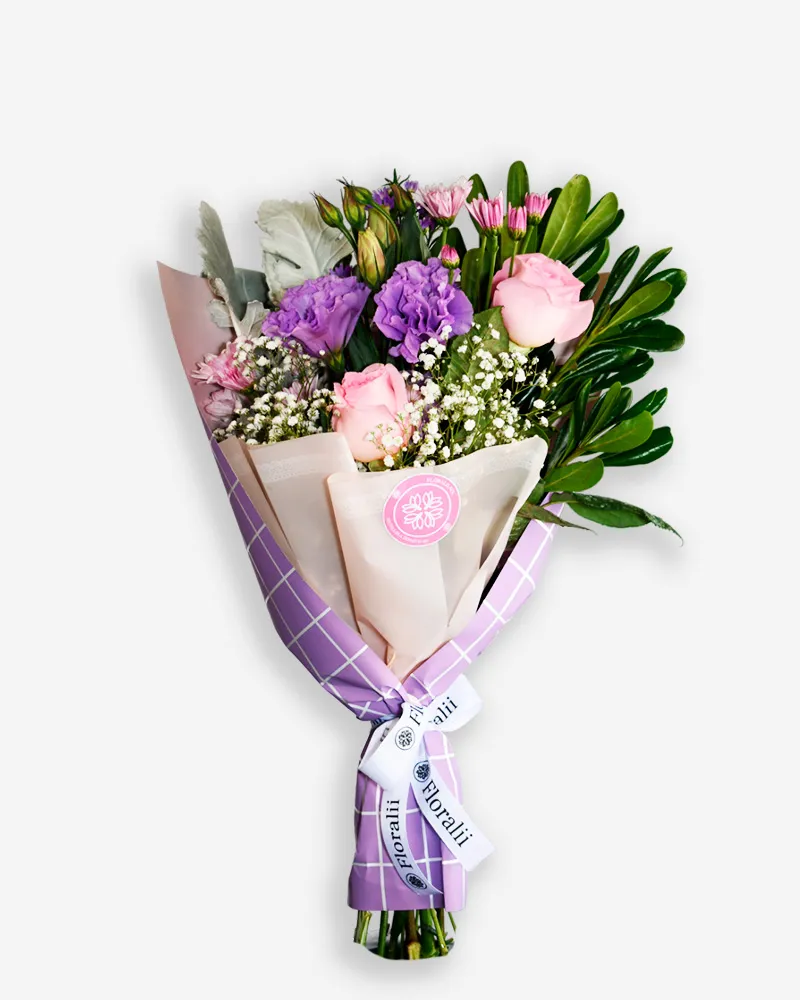 Ramo chico de Rosas Rosa con Lisianthus_