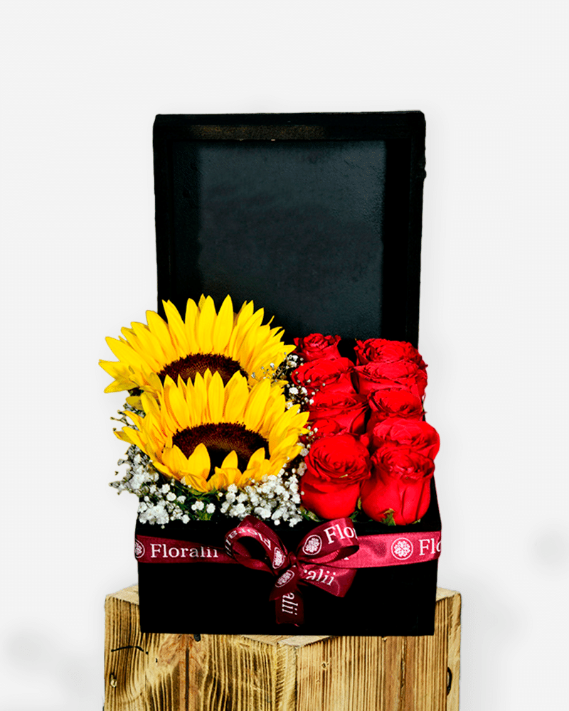 Caja con tapa de Rosas y Girasoles 1