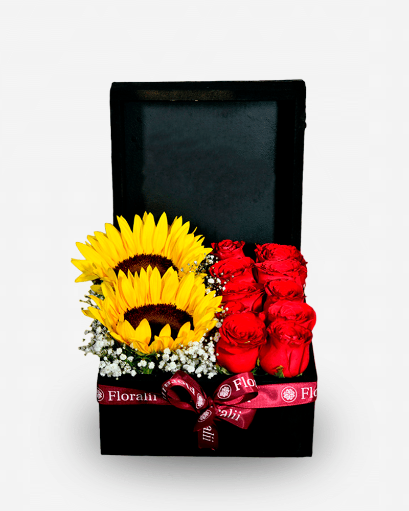 Caja con tapa de Rosas y Girasoles